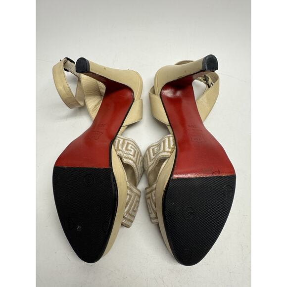 Christian Louboutin Jordi Ankle Strap Sandals Beige Heels 38.5 /US 8 - Picture 13 of 16